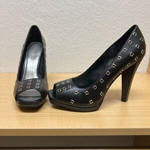 BCBGirls stud peep toe platform heels